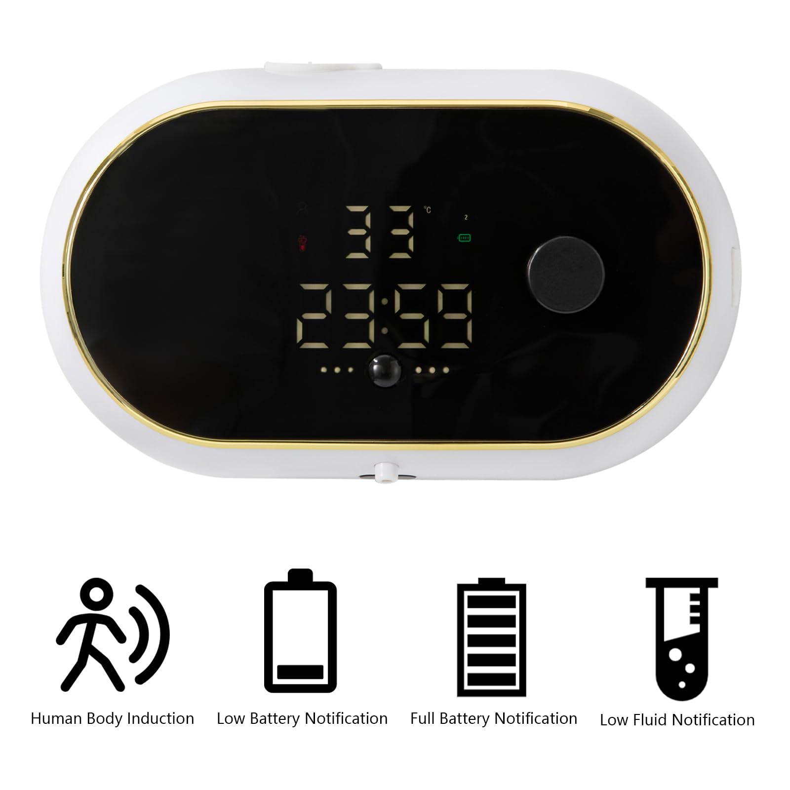 450ML Distributeur de Savon Automatique,LCD Distributeur Savon Mural ABS pour Hôtel Toilette Salle Bain Rechargeable, IPX5 Étanche 18.5X6.5X10.8CM (Blanc)