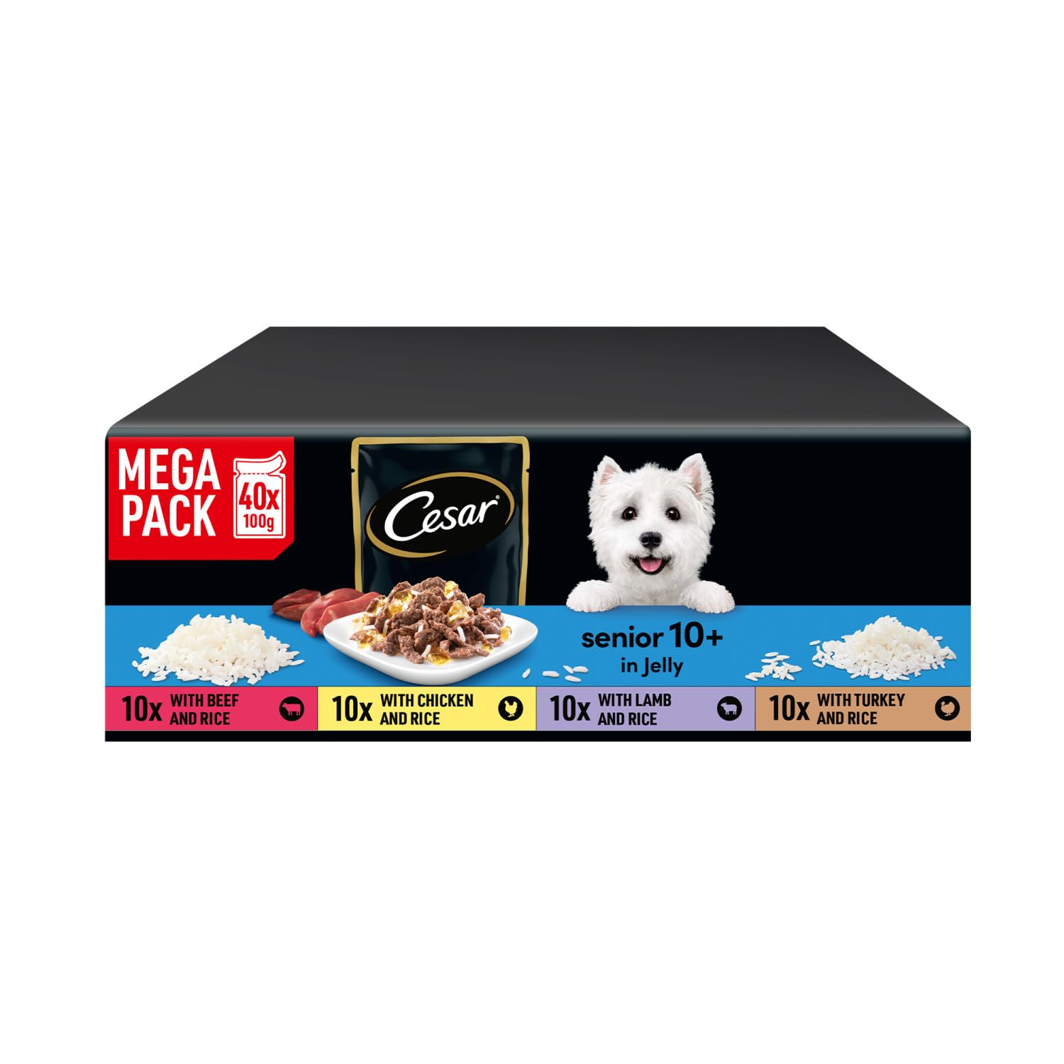Cesar 40 X 100G Sauce Selection Adult Wet Dog Food Pouches Mixed In Jelly