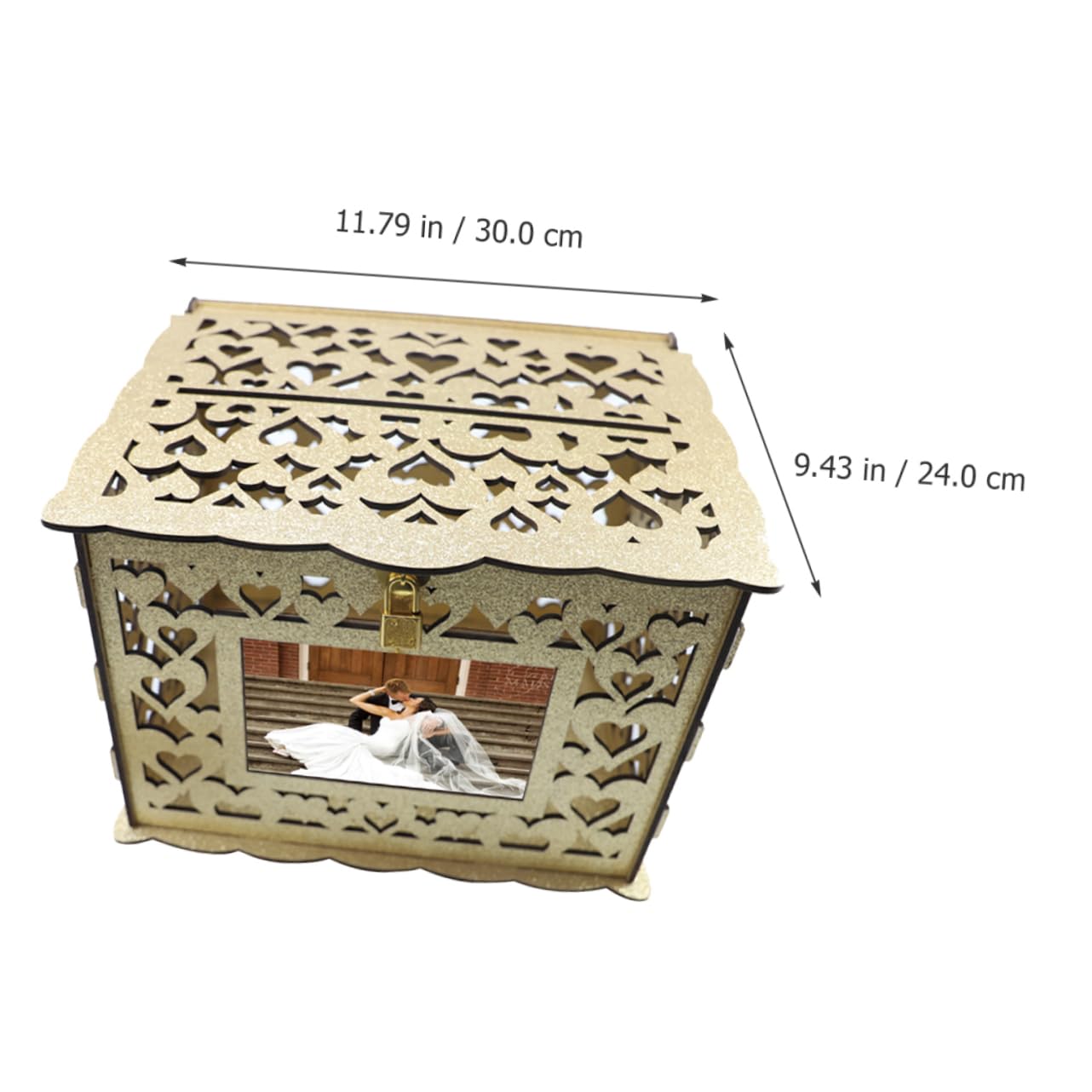 Scatola per Biglietti di Nozze in Legno Design Traforato Contenitore per Biglietti Portatile Scatola Regalo Quadrata di Auguri e Ricordi
