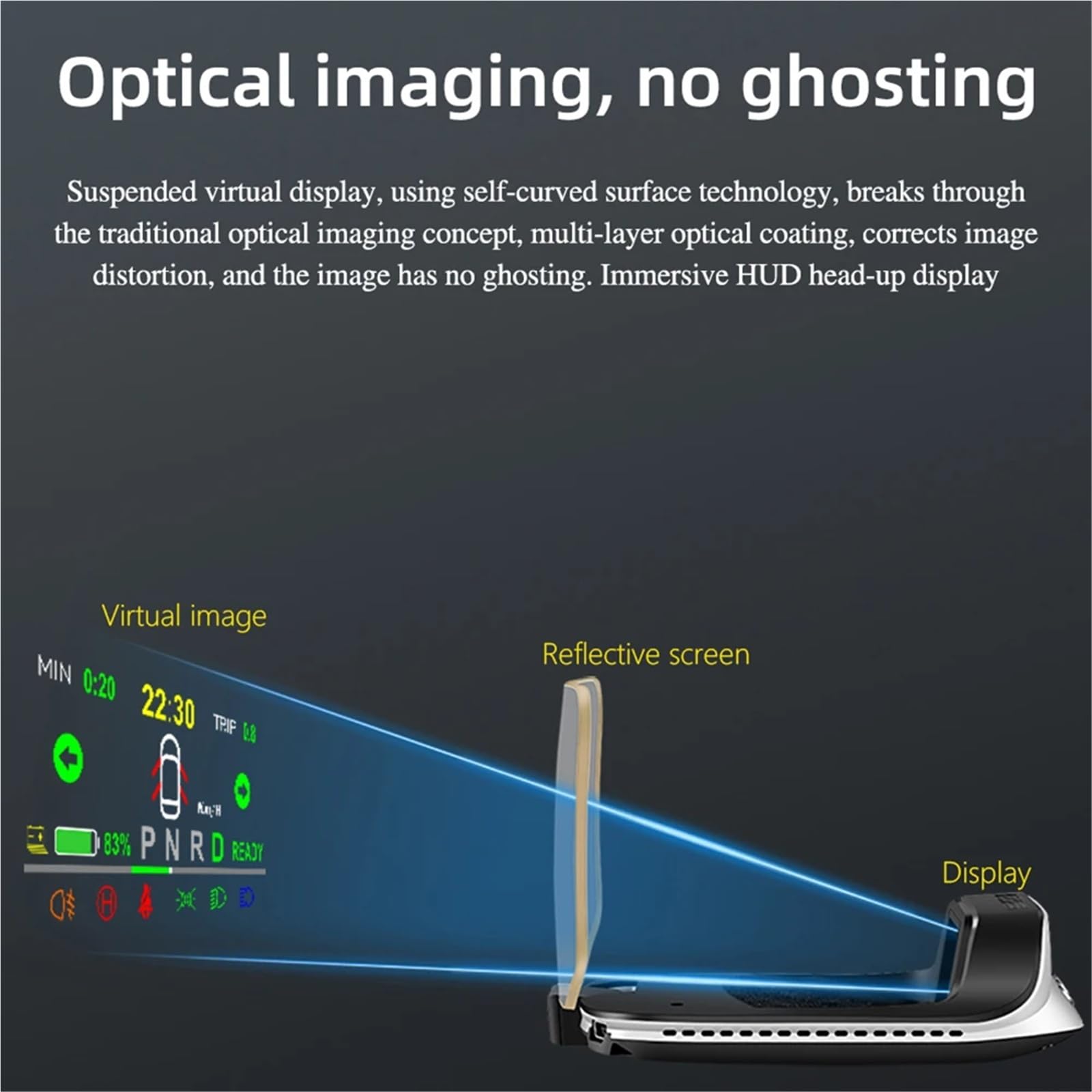 T3 Speedometer RPM Car Head Up Display Mirror Projector HUD, Digital Alarm Set