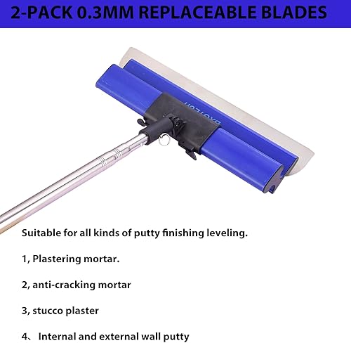 Miniatura 5 de Cuchilla para paneles de yeso con mango de extensión, cuchillas de 12 pulgadas, 20 y 32 pulgadas con 2 cuchillas de 0.012 in, tapas de extremo para