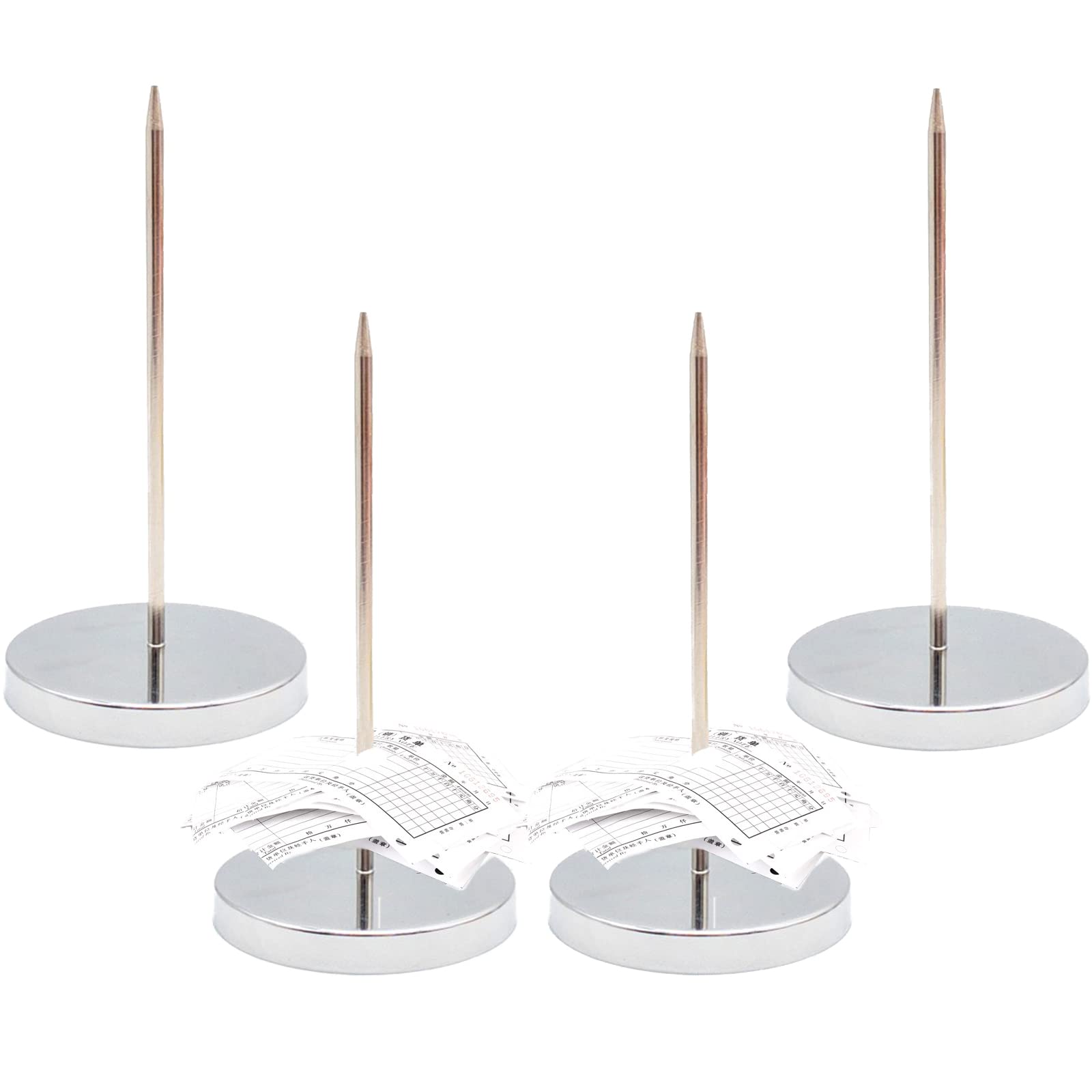 4 Piques à Factures En Métal - Porte-Reçus Acier Inoxydable Pour Restaurant, Bureau, Cuisine