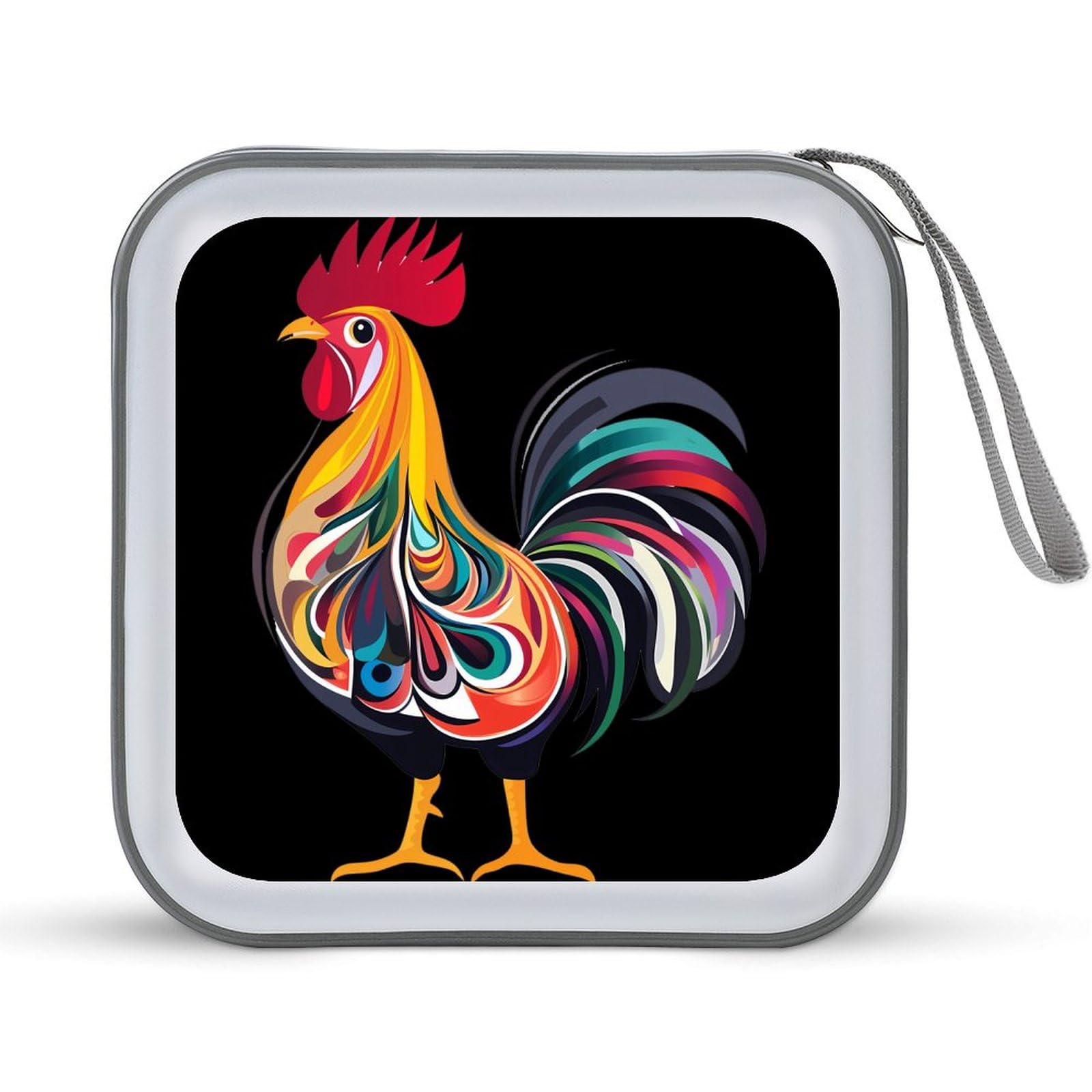 Funny Chicken Rooster CD Case Plastic DVD Case Holder Wallet Disc Storage Organizer for Car Travel
