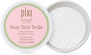 Rose Tonic to-Go, Nourishing Rose Flower Water, Toning & Moisturizing, Alcohol-Free Daily Hydrating Toner Pads On The Go, 60 Pads