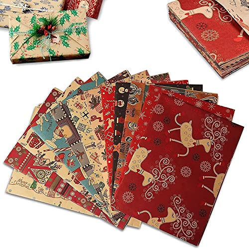 OEMG Set di Carta da Regalo Natalizia, 15 Fogli