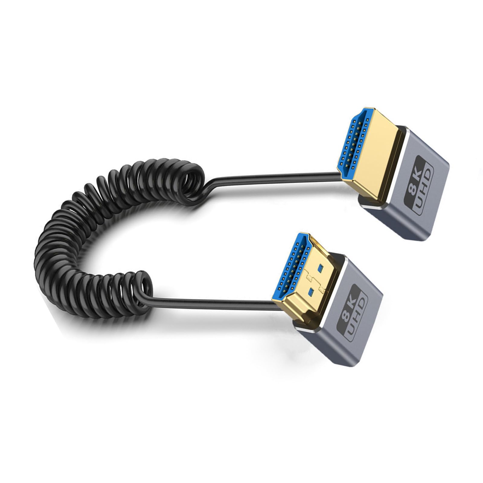 Câble vidéo 2.1 fin spiralé 8K60Hz anti-torsion pour écran