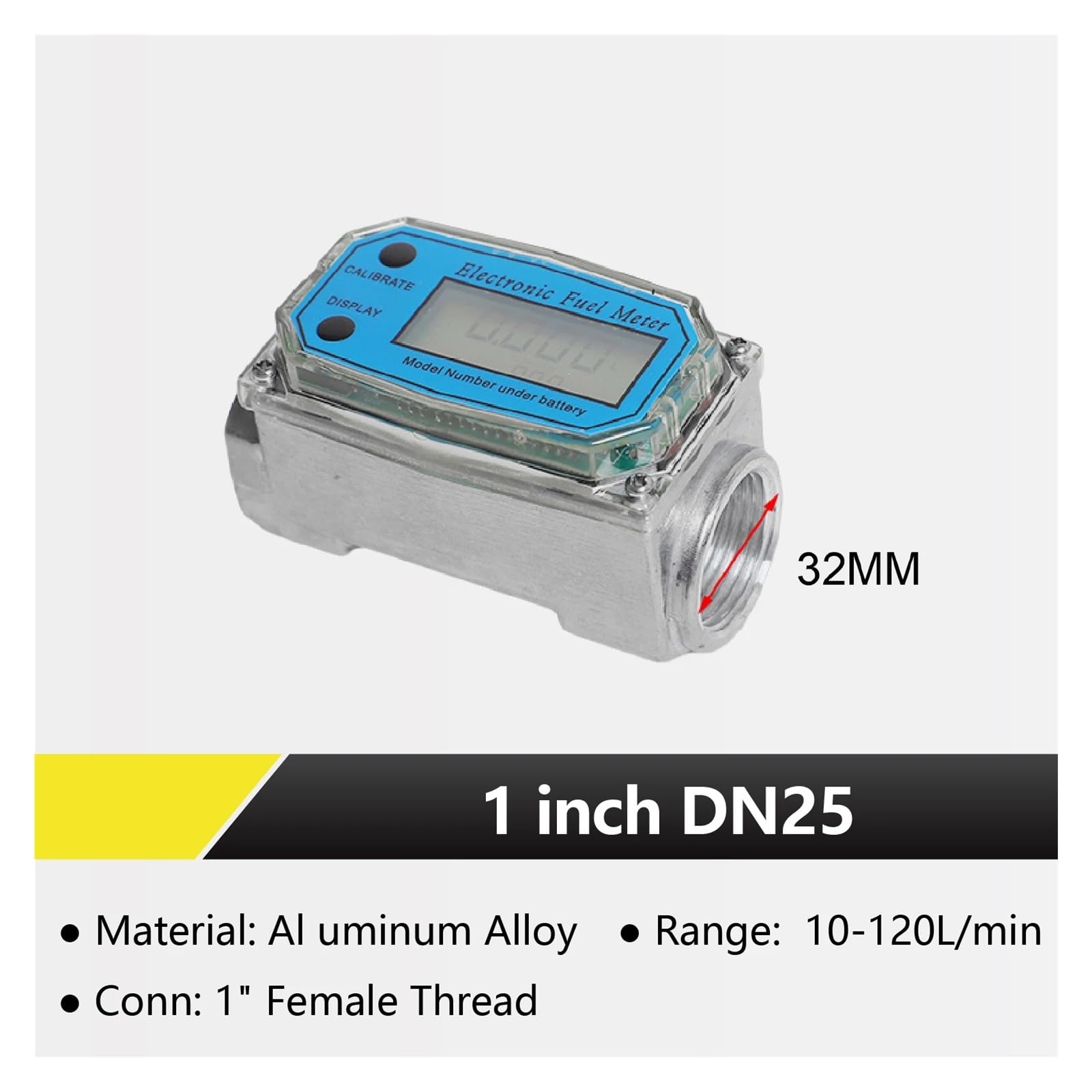 Elektroniczny przepływomierz turbinowy, cyfrowy licznik paliwa, wyświetlacz LCD, olej napędowy, metanol, ciecz, gwint 1-2 cale, aluminium(1inch Al Alloy)