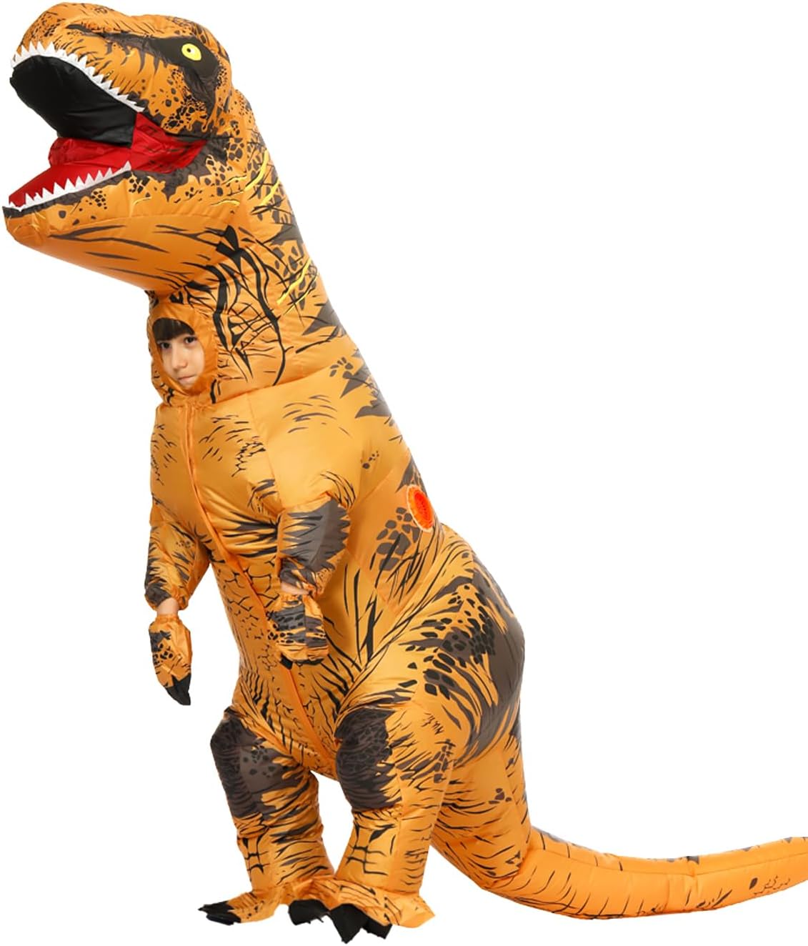Inflatable Dinosaur Costume Kids Dinosaur Suit Blow up Full Body Dino Costume Boys Girls for Halloween Cosplay Party Brown