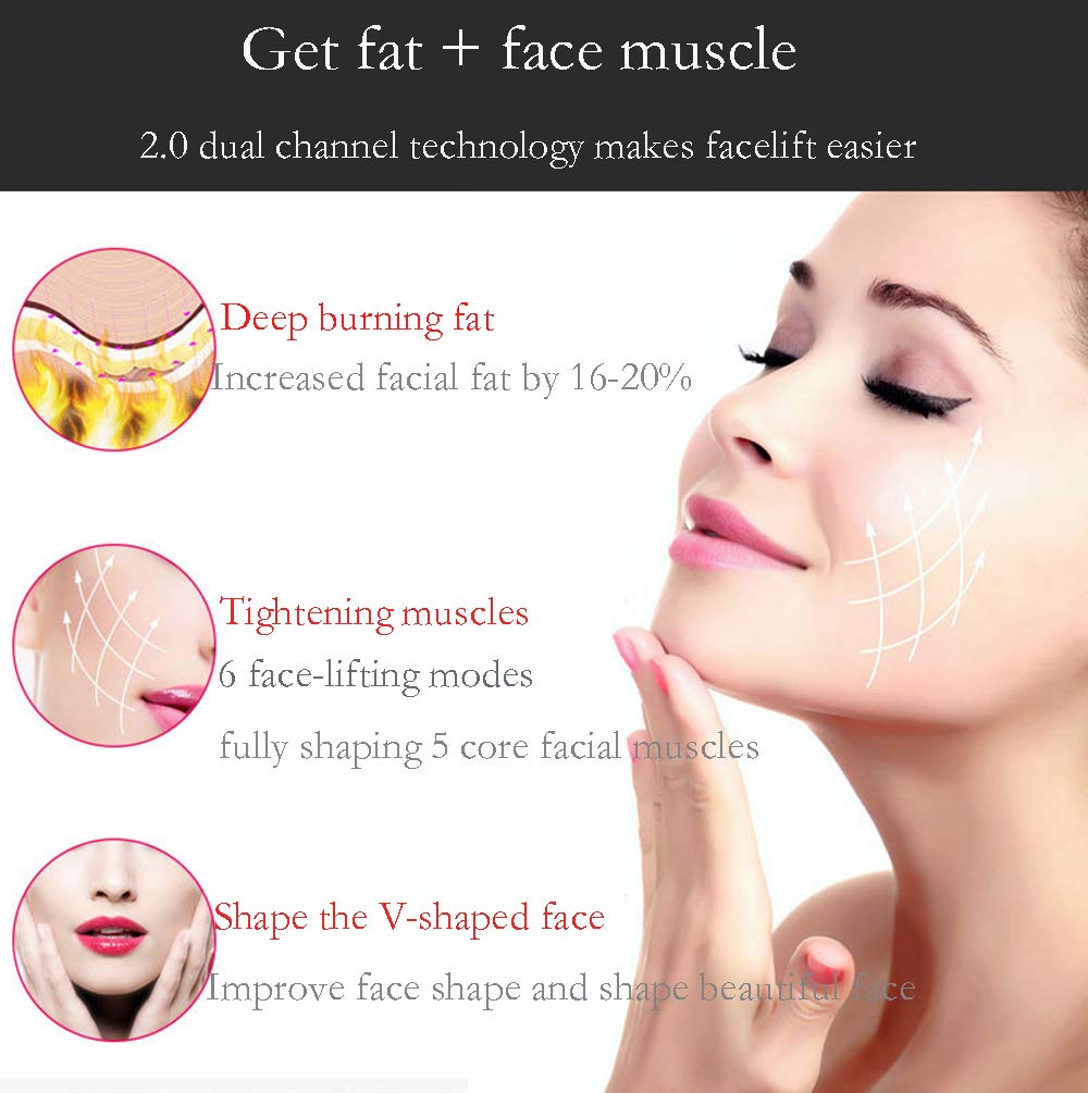 Face-Lift Beauty Instrument, 3D Face-Lift Beauty Instrument Smart V Face Rassodante Skin 3 modalità con USB di ricarica portatile,White