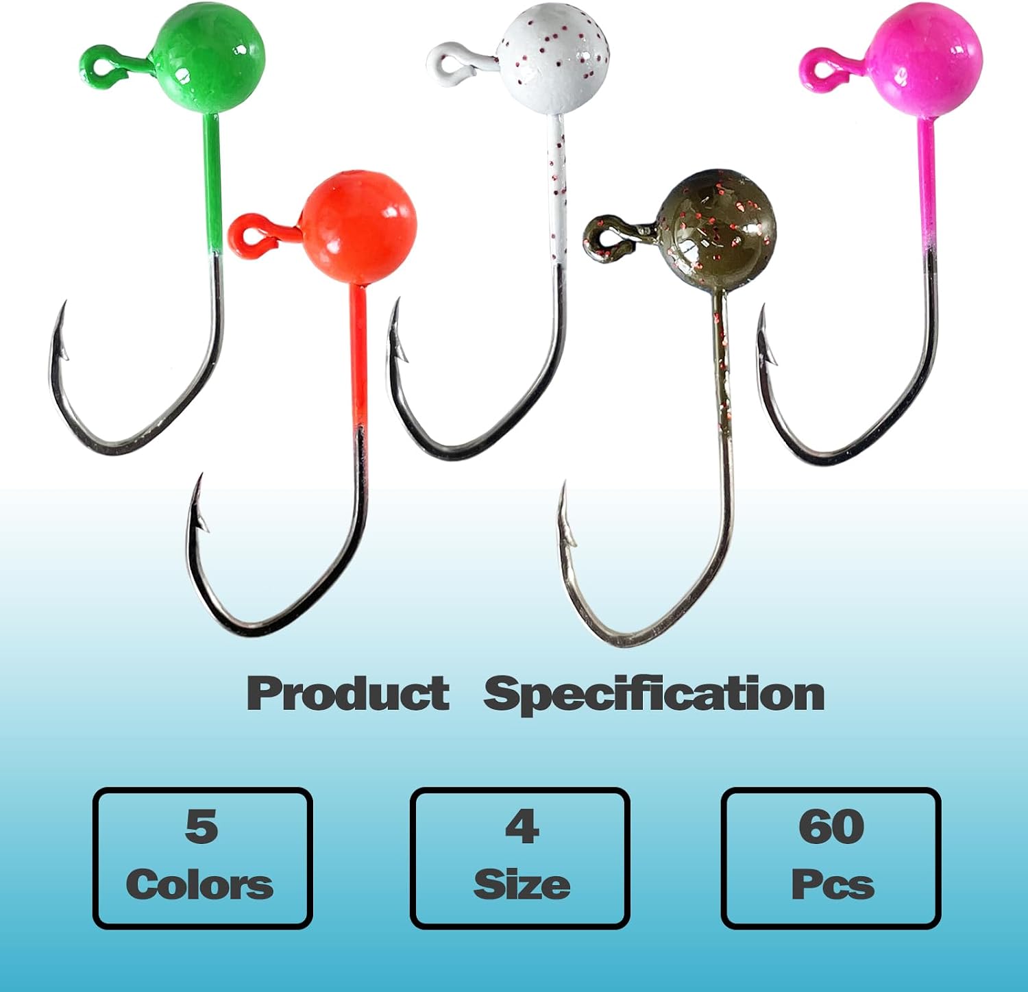Fly Tying Jigs Kit,60pcs Small Jig Heads for Fly Fishing,Round Ball Crappie Jigs Trout Tying Flies Ice Fishing 1/64oz 1/32oz 1/28oz 1/16oz thumbnail