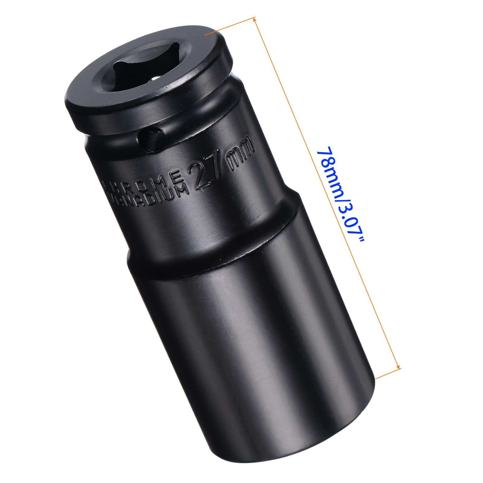 Unifizz 2Pcs 1/2 Inch Drive - 27mm Deep Impact Socket with 6 Point Design, Heat-Treated Cr-V Steel 78mm Length, Metric Sizes - Image 2