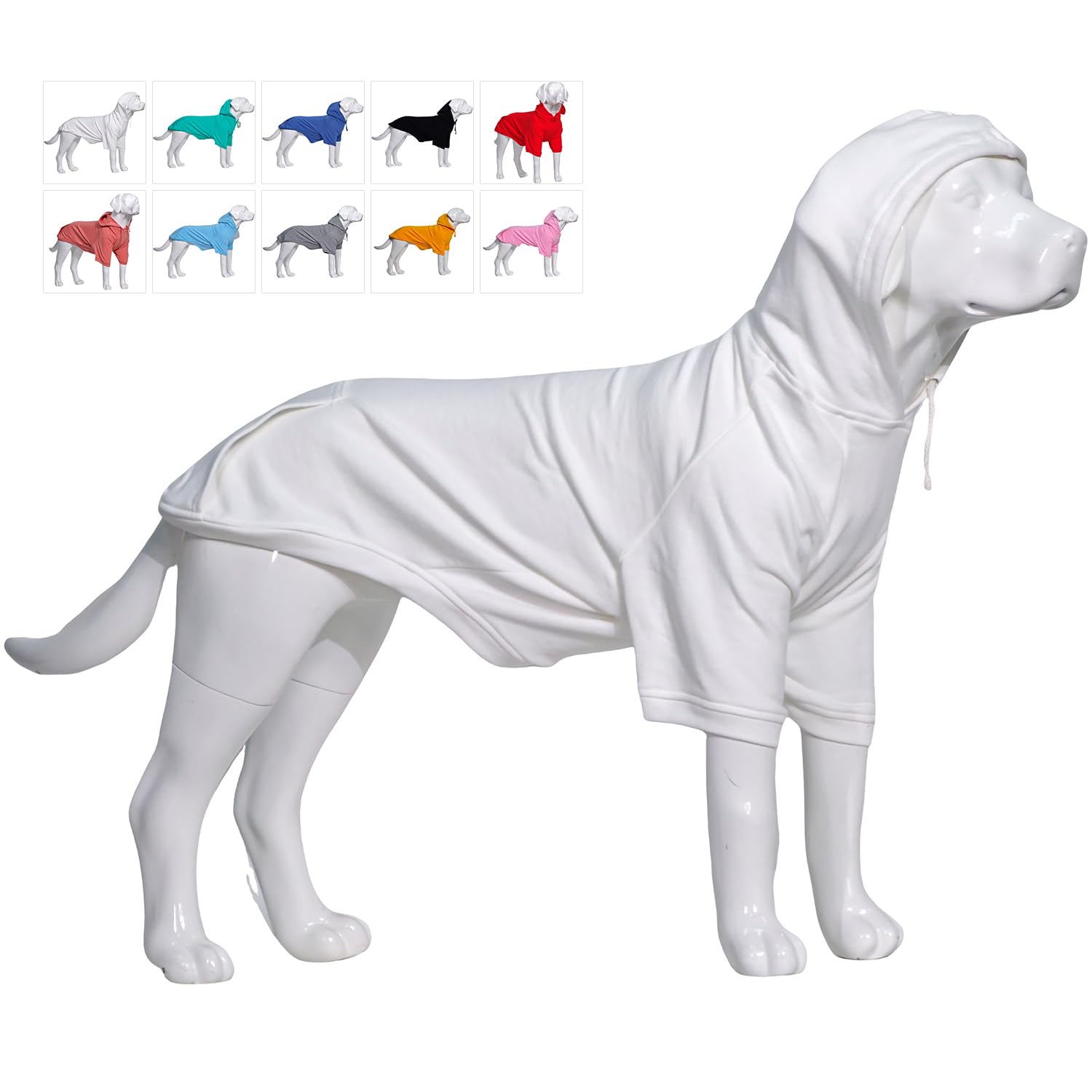 Lovelonglong Blank Basic Hoodie Sweatshirt for Dogs 100% Cotton Fits Small Medium Dachshund Large Dog Off White 3XL