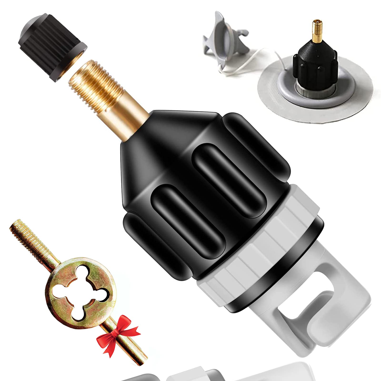 SUP Pump Adaptor for Paddle Board, Inflatable Boat SUP Air Pump Converter Electric Hand Universal Air Valve Adapter with Wrench for Dinghy Rowing Boat Kayak Stand Up Paddle Board