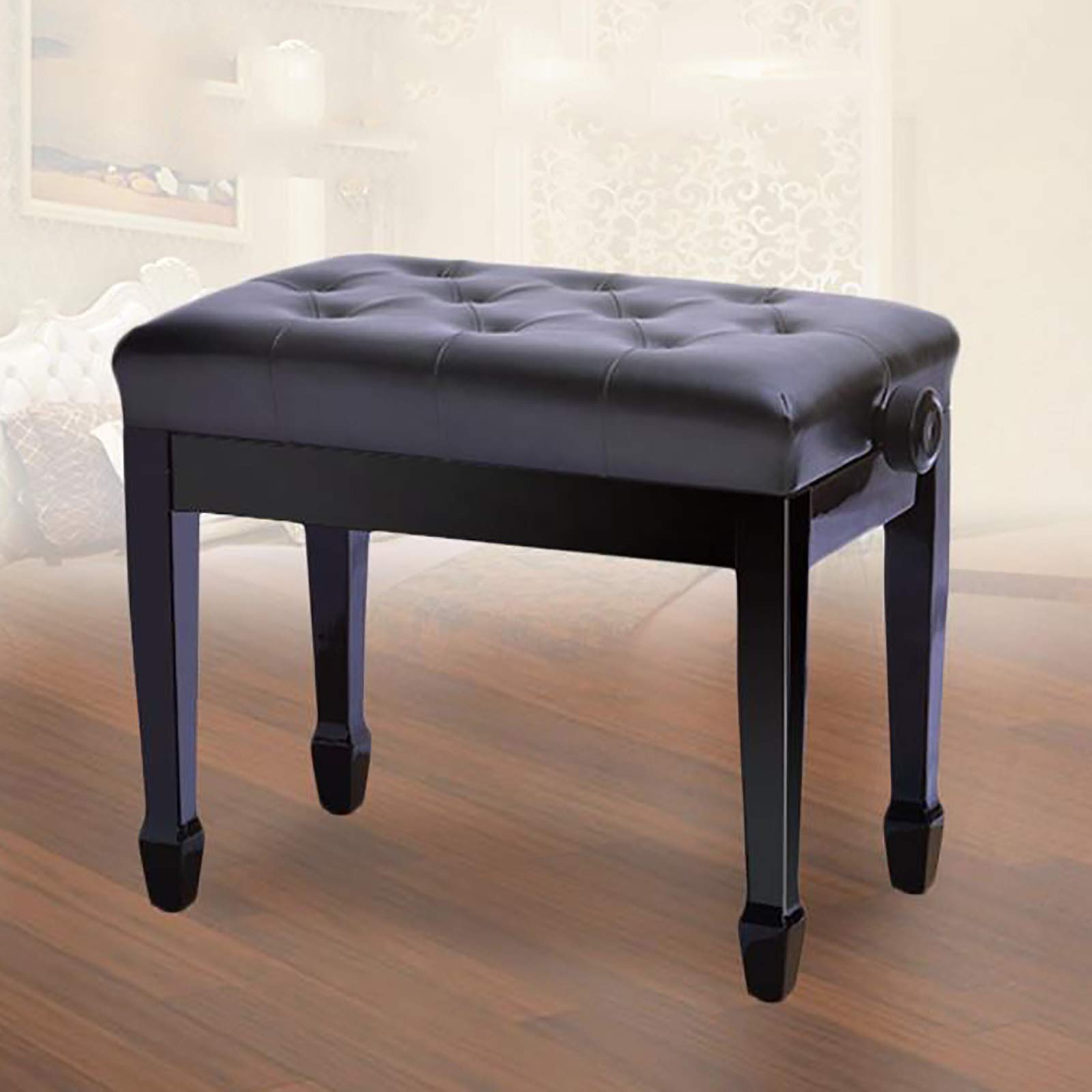 Banc de Piano en Cuir Tabouret de Piano Banc de Piano relevable Simple Tabouret de Clavier en Bois Siège rembourré en Cuir PU Souple à Boutons Tabouret de Chaise de Piano Interesting Life