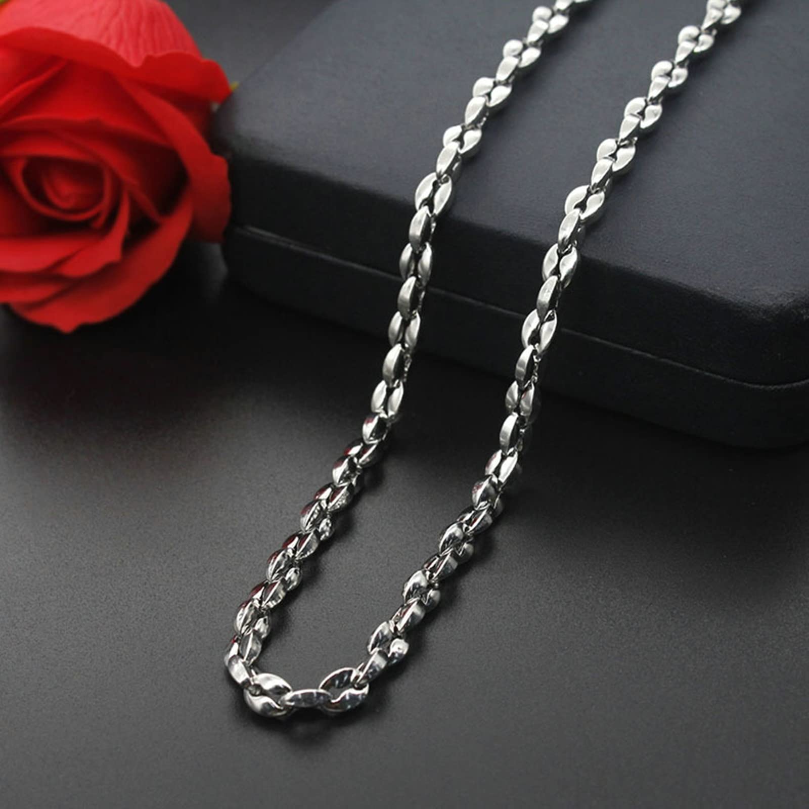 FLXHHX Gold Kette mit Metallschliff für Männer & Jungen (5-7mm, Stahl)