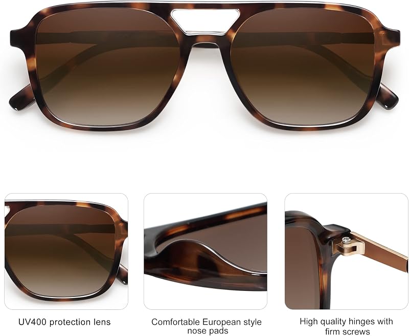 SOJOS Retro Aviator Sunglasses Women Men Trendy Rectangle Shades SJ2202C3 | Polit UV400 Protection Women Sun Glasses,Y2K Cute Thin Slim Frames,Daily Wear,Outdoor,Driving,Travel Beach Essentials image 6