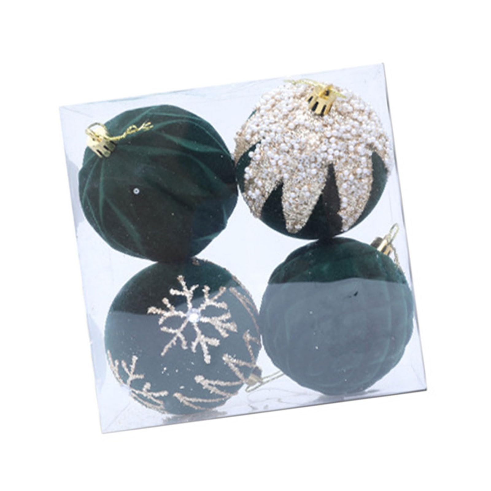 KAQNTUD 4-Piece Christmas Bauble Ornament, Shatterproof Decorative Baubles for Tree, Wedding, Winter, Festival, Celebration, Shatterproof Decoration Set