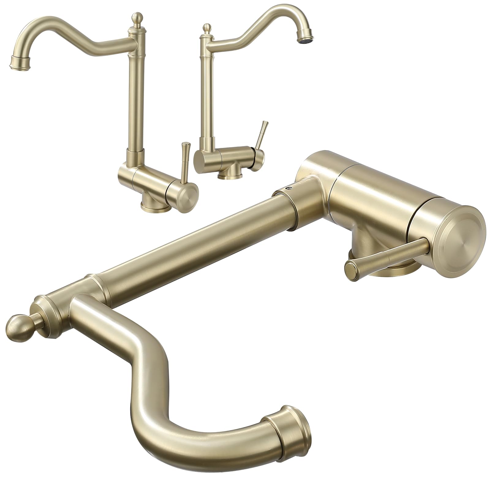 Rubinetto Cucina Abbattibile Stile Antico Dorato Miscelatore Cucina Abbattibile Oro Retro Rubinetto Lavello Pieghevole Sottofinestra