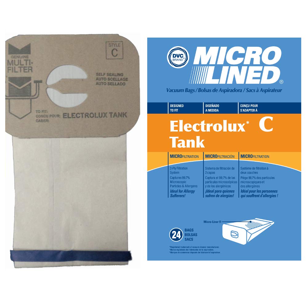 DVC Micro-Lined Paper Replacement Bags for Elextrolux Style C Canister Models - 24 Bags