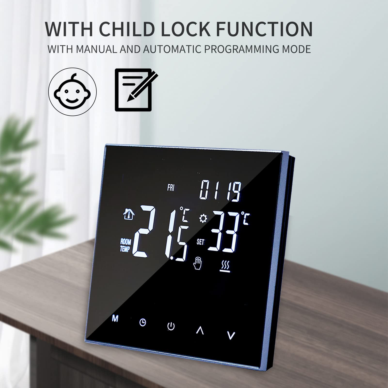 Inteligentny termostat grzewczy, cyfrowy regulator temperatury, ekran dotykowy LCD, programowane tygodniowe ogrzewanie podłogowe i termostat bojlera gazowego, ochrona przed zamarzaniem do domu,