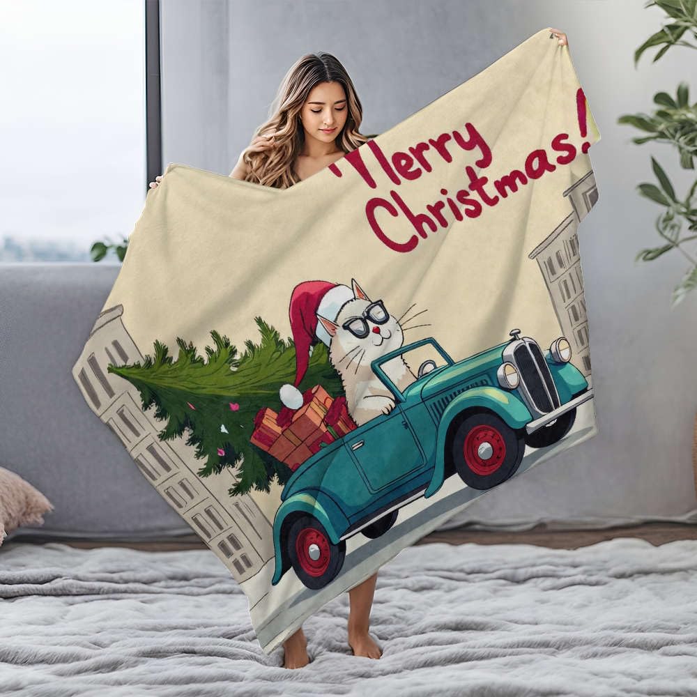 Couverture flanelle chat voiture 150x200 cm plaid premium épais