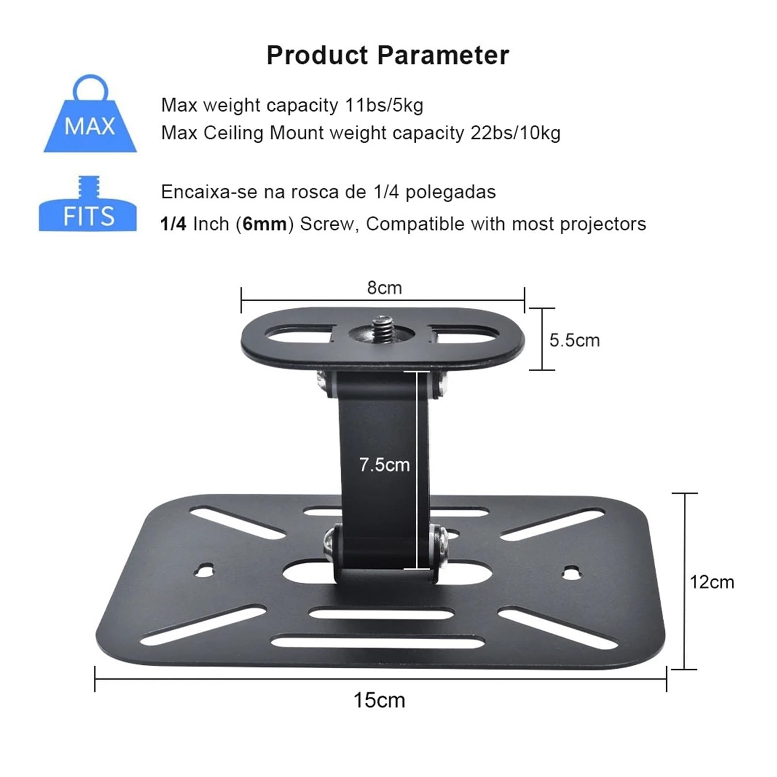Soporte for Proyector, Compatible con Magcubic, Montaje En Pared HY300 HY320 | Soporte de mesa de techo y soporte de montaje en pared for instalación de proyector(Silver)