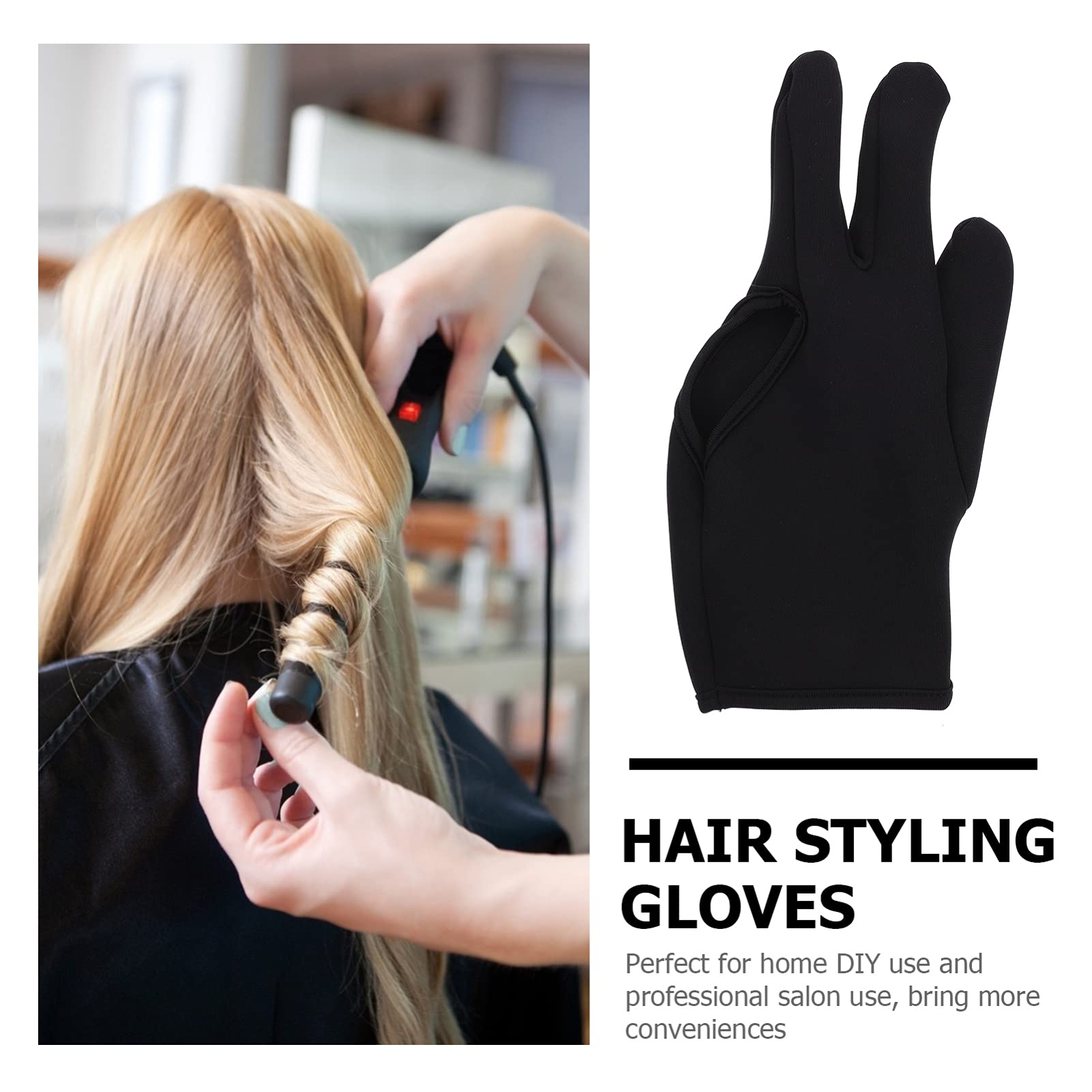 NOLITOY Heat Resistant Gloves Mitts for Hairdressing 4pcs 3-finger Reusable Gloves for Curler Flat Ir