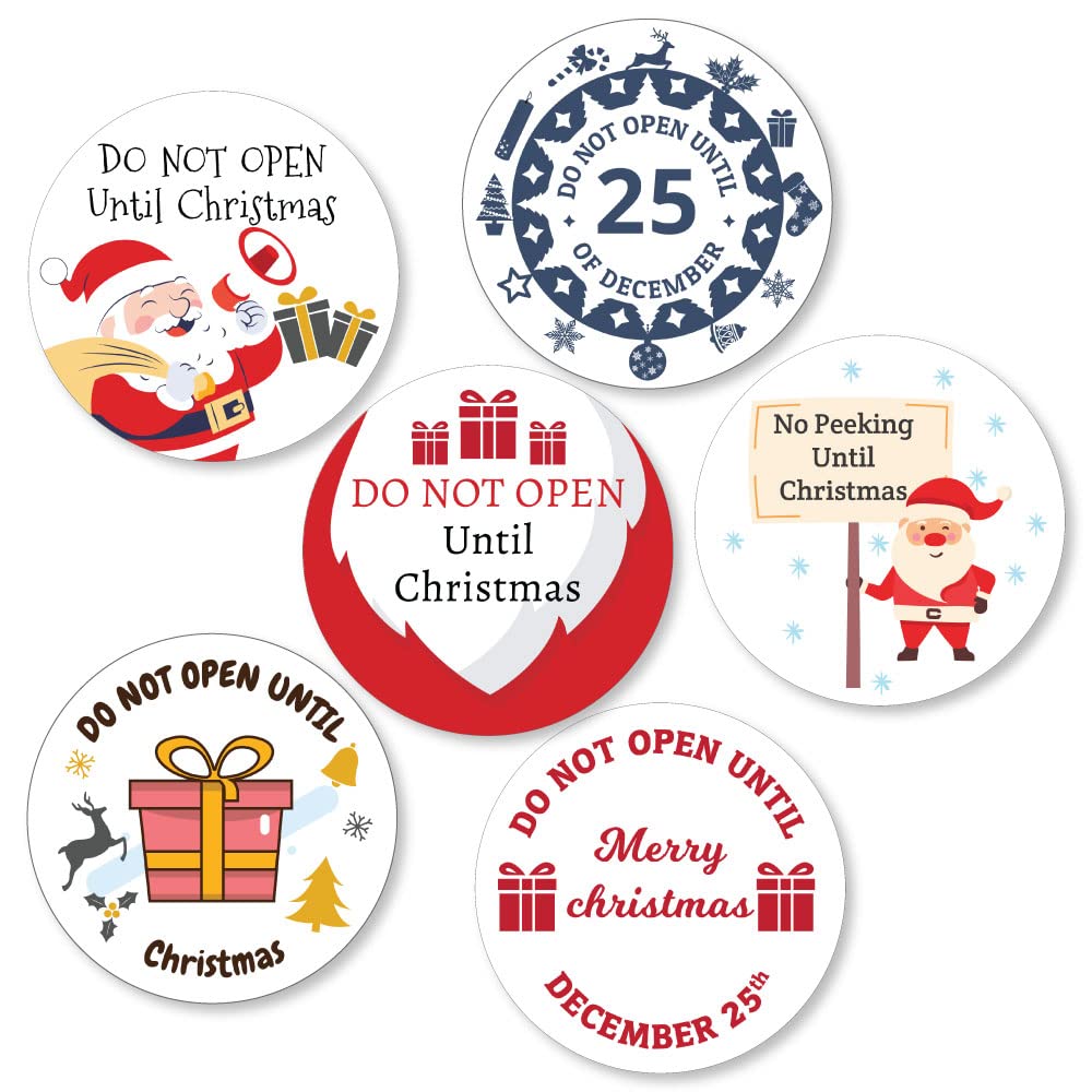 Pack of 24 Christmas Labels Do Not Open Until X-mas (45 mm) Christmas Cards Decoration Label Gift Stickers for Christmas Eve Box, Presents Papa Prints