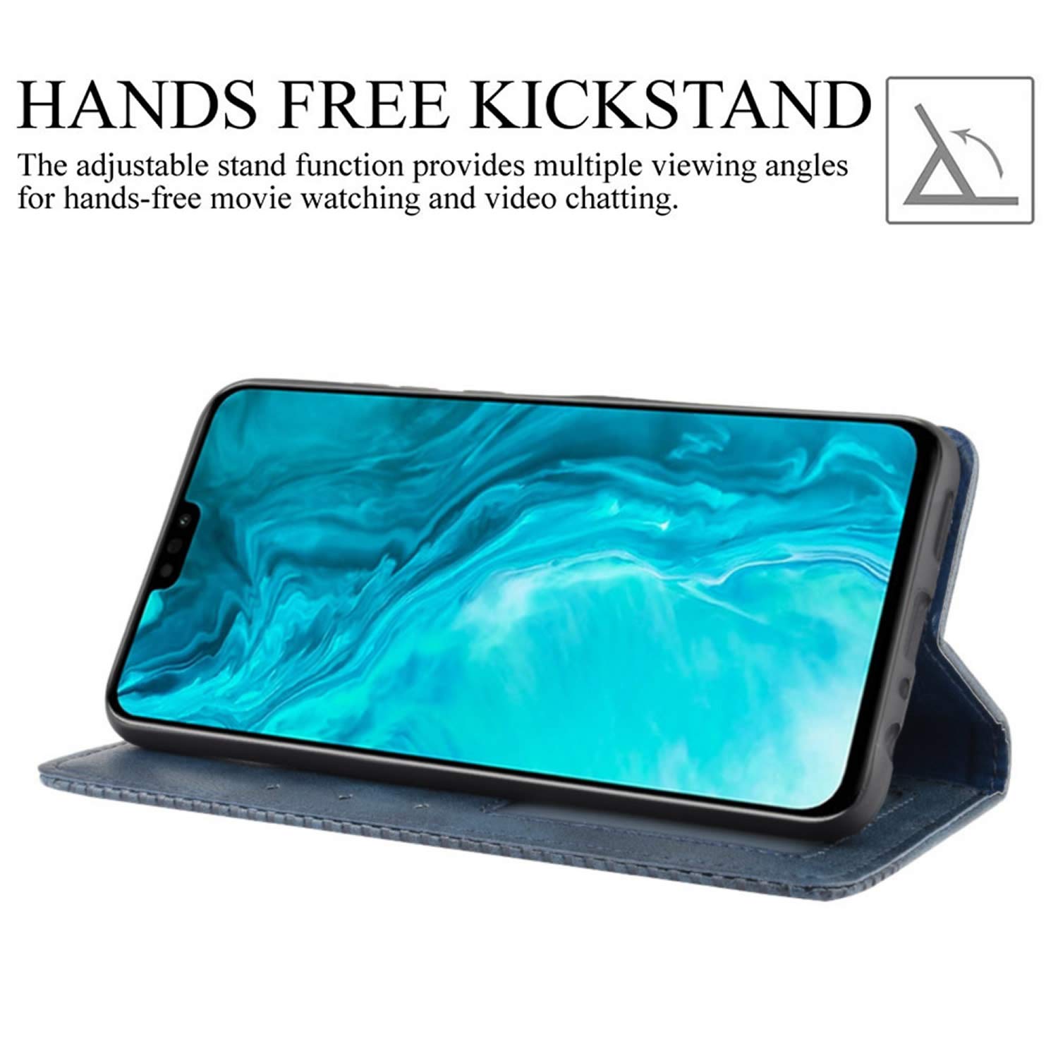 Posanter Cover per Huawei Honor 9X Lite, Flip Custodia Portafoglio Caso Libro Pelle PU e Slim TPU Silicone Antiurto, Ultra Sottile con Chiusura Magnetica e Tasca per Carte Flip Wallet Caso (Blu