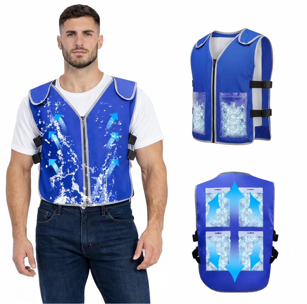 Cooling Vest With 20pcs Ice Packs for Men Women - Ice Cold Vest Adjustable Cool Jacket for Working Hot Weather