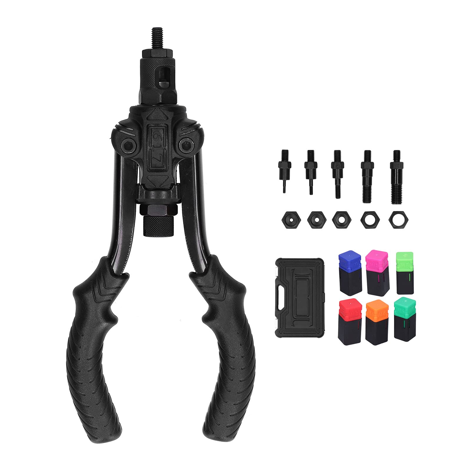 Tuerca de nuez de remacha de manos Herramienta manual de kit de remachado con Mandrel M3 M4 M6 M8 M10 M12