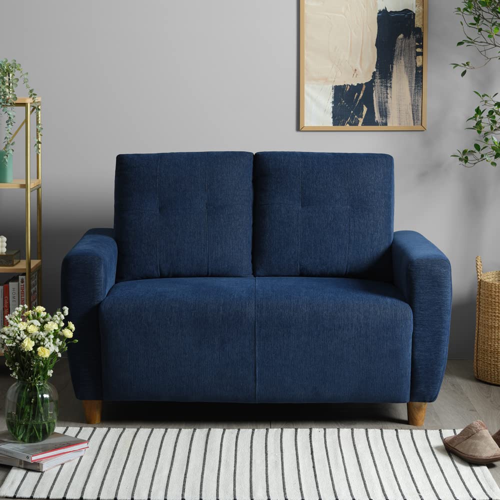 Sleepyhead Yolo Designed by Duroflex - 2 Seater Sofa |Premium Fabric, Plush 3 Layer Cushioning |Modern Buttonless Tufted & Anti-Sag Comfort |Stylish & Durable |3 Years Warranty - Berry Blue