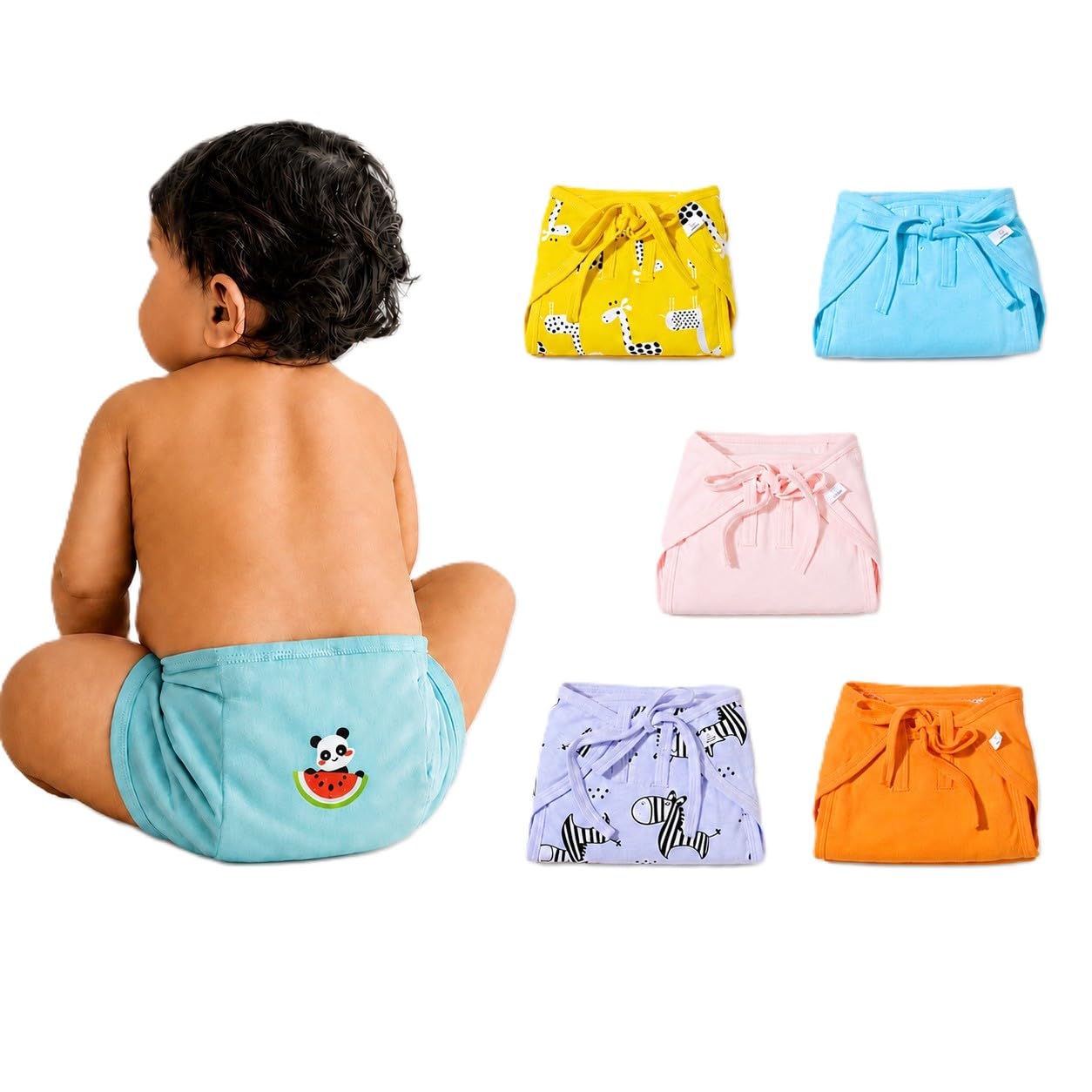 Snugkins Baby Langot for Newborns 0-6 Months | Reusable Nappy | 100% Pure Cotton, Washable, Extra Soft & Breathable | Unisex Baby Essential for Boys & Girls | Pack of 15 - Multicolor-image-13