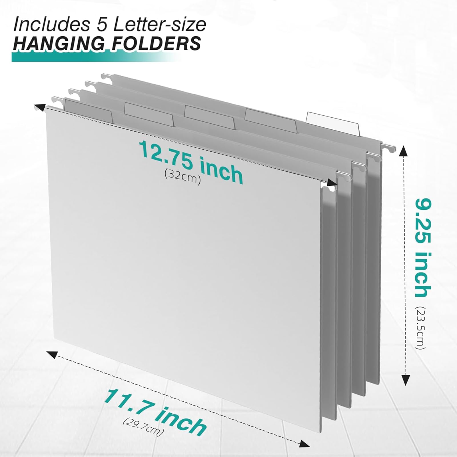 Sinboun Hanging File Organizer Letter-Size File Holder Filing Box Includes 5 Hanging Folders - Image 3