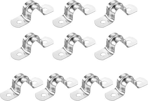 Miniatura 18 de uxcell 6 correas rígidas de tubo, 4.331 in (4.33 pulgadas) 201 de acero inoxidable 201 con 2 agujeros en forma de U, abrazaderas de tubo para fijar