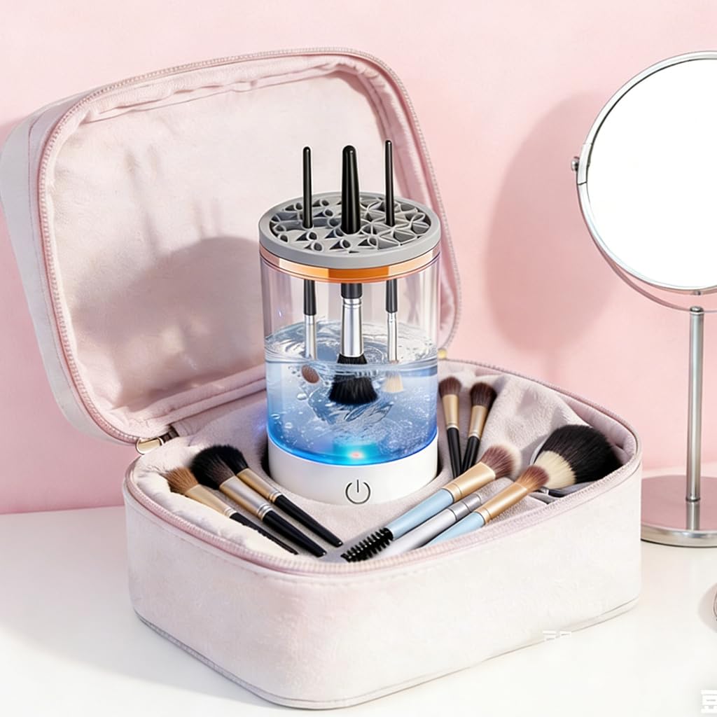 Máquina limpiadora de brochas de maquillaje eléctrica 3 en 1, limpiador automático de brochas de maquillaje eléctrico con secadora, herramienta de limpieza de secado rápido, limpiadores de brochas