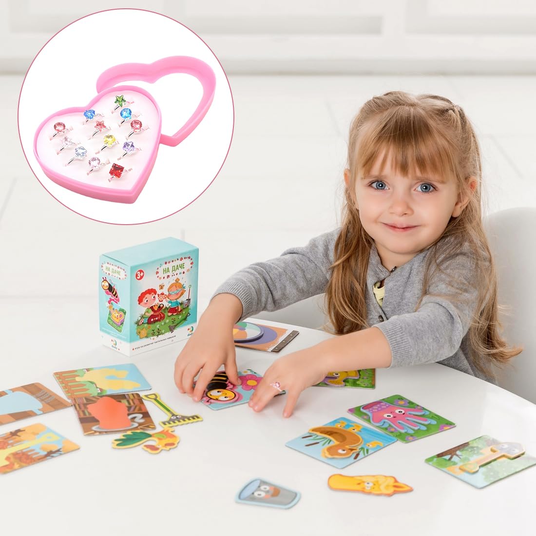 12 Bagues Réglables Enfants Filles – Anneaux Princesse Colorés + Boîte Cœur – Cadeau Anniversaire