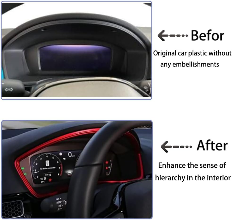 Car Accessories Fit for Honda Civic 11th Gen 2022-2025 ABS Interior Dash Board Trim (Matte red) 1PC Set