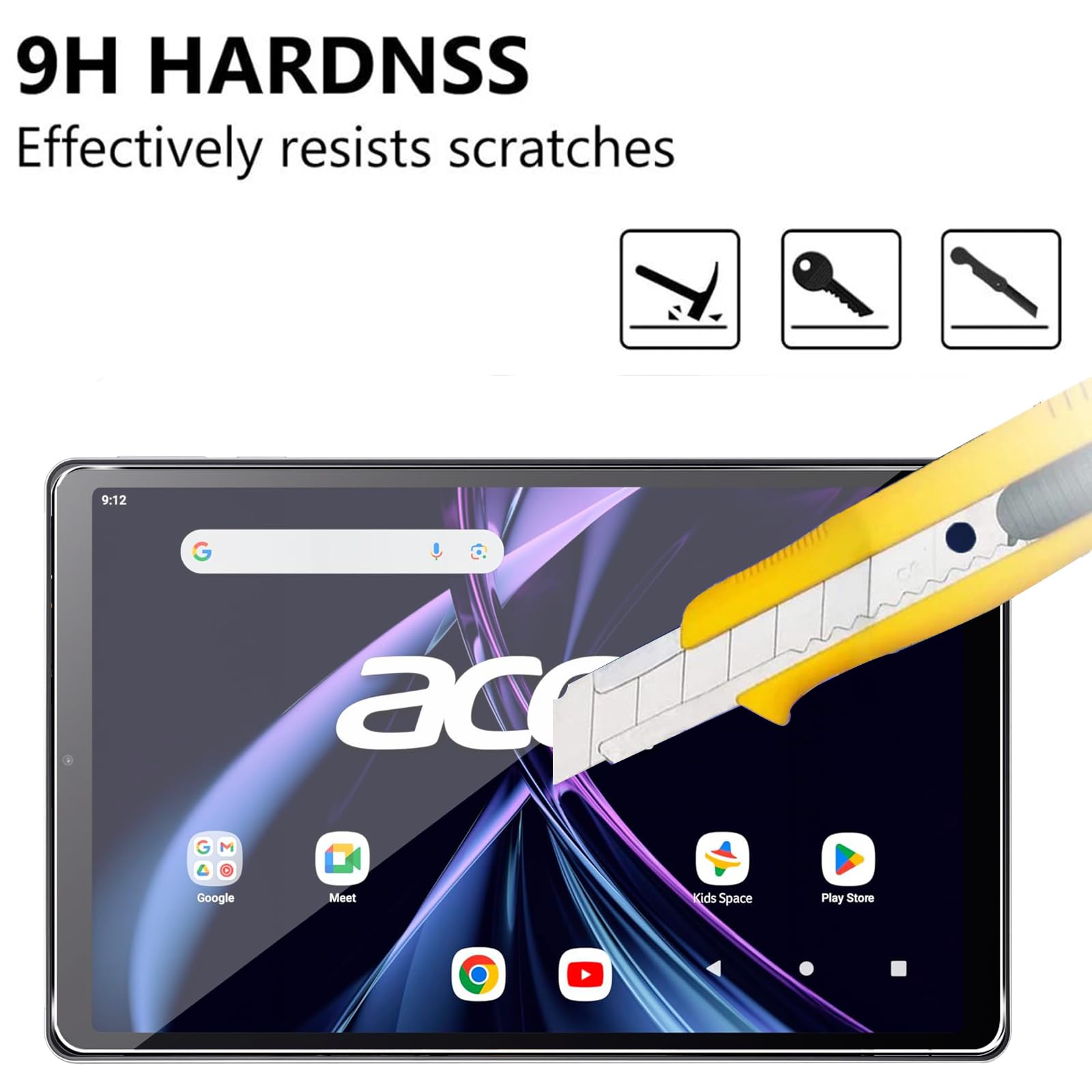 Pellicola Vetro Temperato per Acer Iconia Tab A10 (10.1 Pollici) 2 Pezzi Durezza 9H Anti-Graffio HD Trasparente