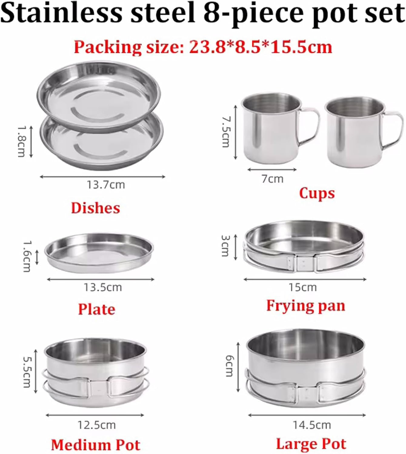 Camping Cookware Mess Kit,8pcs Cooking Gear for Outdoor,Cooking Equipment with Aluminum Pot and Pan Set,Stainless Steel Cup,Foldable Camping Pots for Trekking Hiking Picnic 3 61BL2YOEOoL. AC SL1500