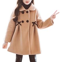 Evelin LEE Kids Girls Double-Breasted Wool Blend Jacket Winter Trench Coats Lapel Dress Coats