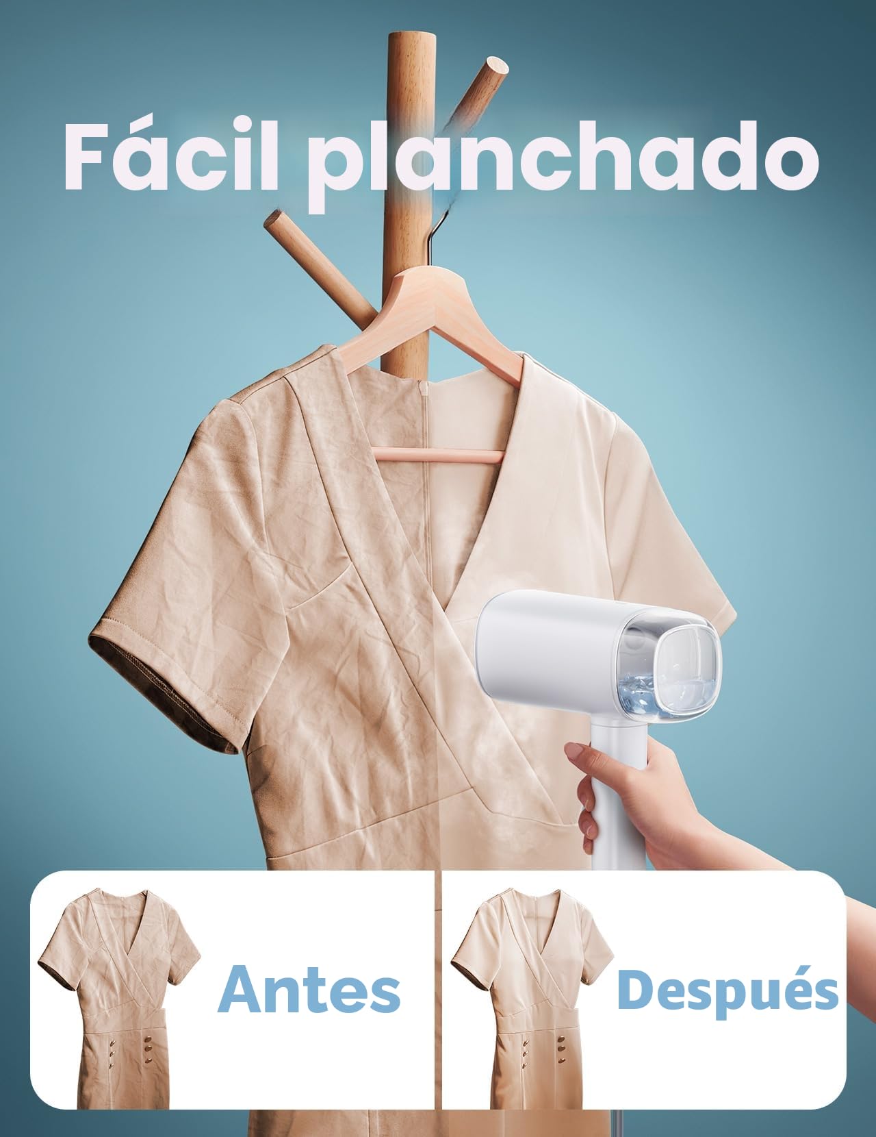 Vaporizador para ropa, plegable y portátil, de viaje, calentamiento rápido, 30 segundos, vaporizador de ropa, con depósito de agua grande de 170 ml, vaporizador de mano para el hogar y viajes