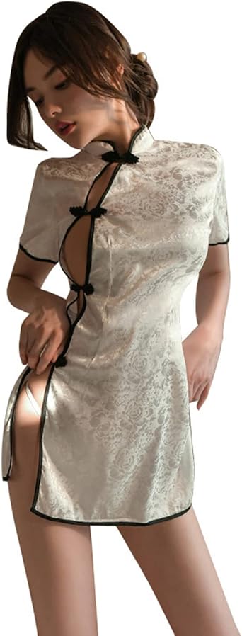 AGJGFM Sexy Chinese Cheongsam Dress Traditional Qipao Babydoll Cosplay Lingerie