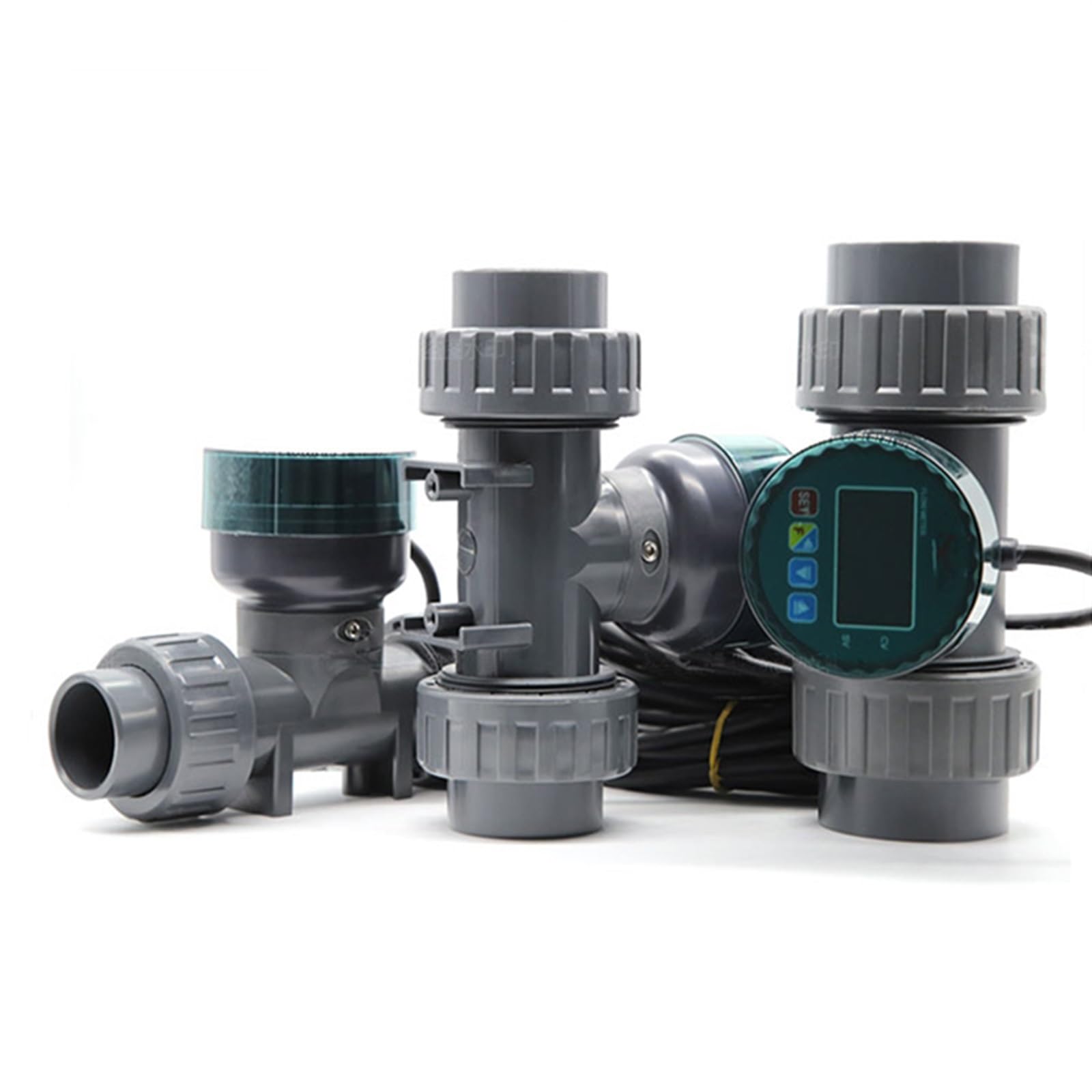 DN25-80 Wysoka dokładność Inteligentny cyfrowy wyświetlacz RS485 Elektroniczny czujnik przepływu LCD PVC do nawadniania rolniczego/ogrodu 1 szt. (wersja LCD, jeden rozmiar)