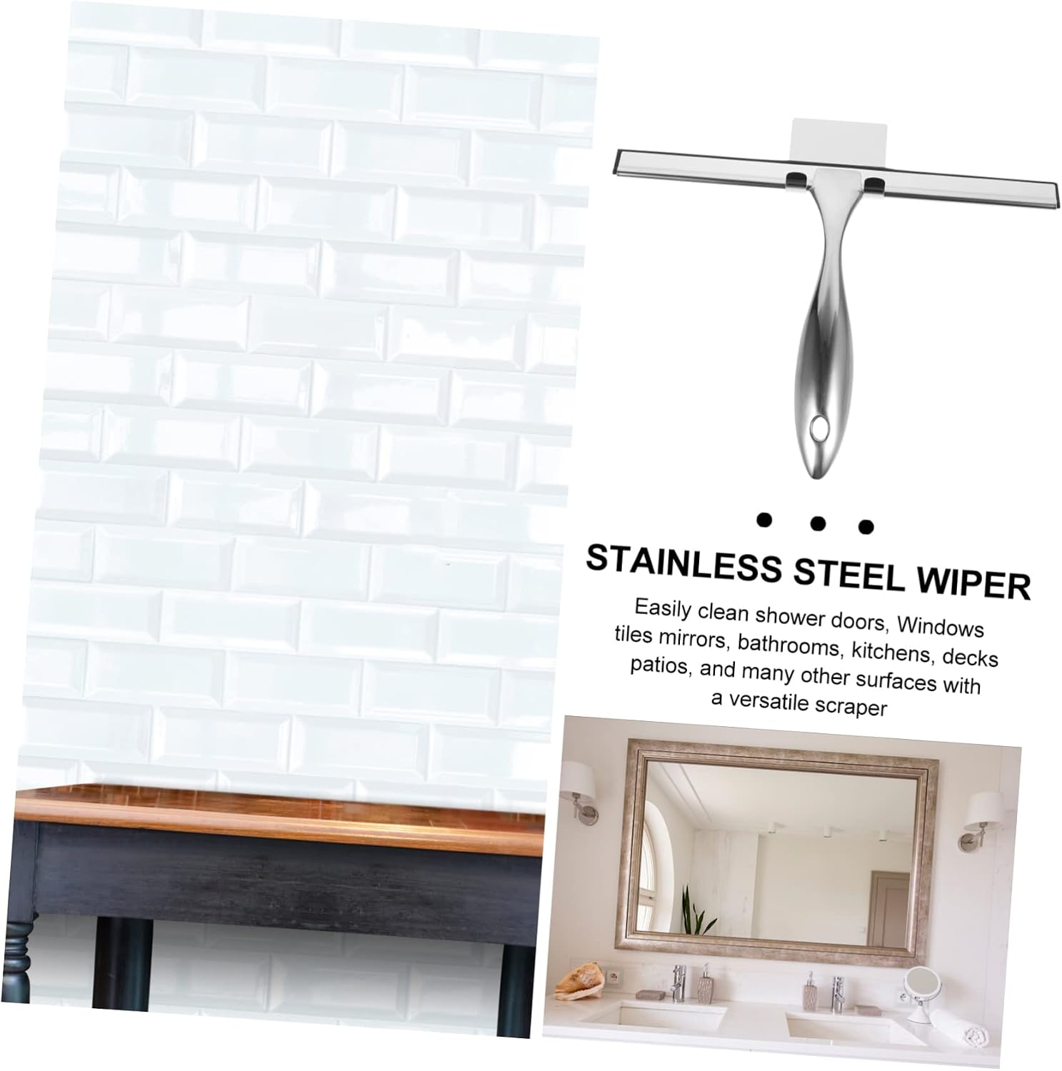 Shower Door Squeegee Cleaning Tool for Bathroom Window Squeegee Hook Glass Wiper for Shower Doors