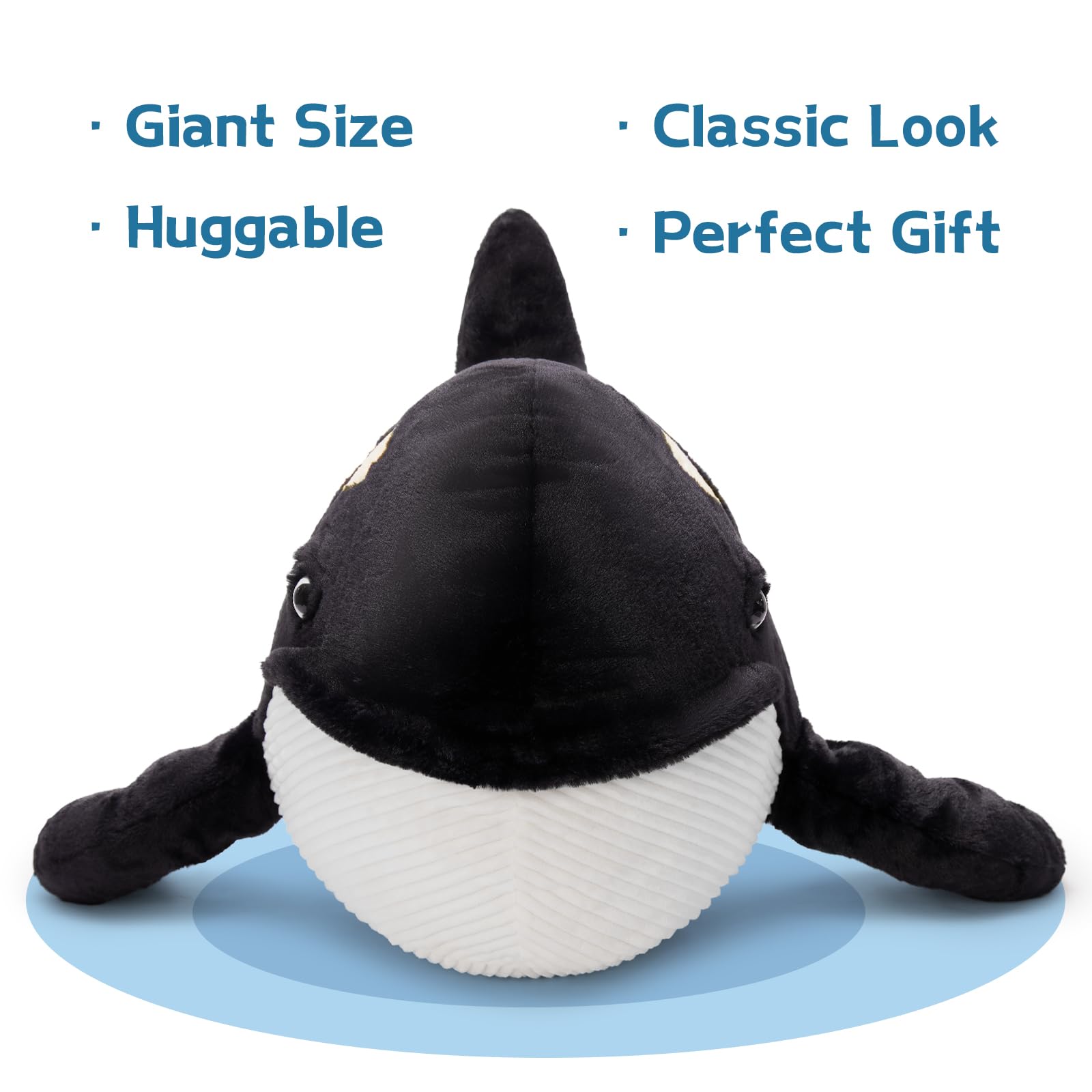 MorisMos 51Inch Orca Whale Plush Soft Orca Sea Animal Toys Realistic Killer Whale Stuffed Animal Plush Toy Gifts for Kids - Image 4