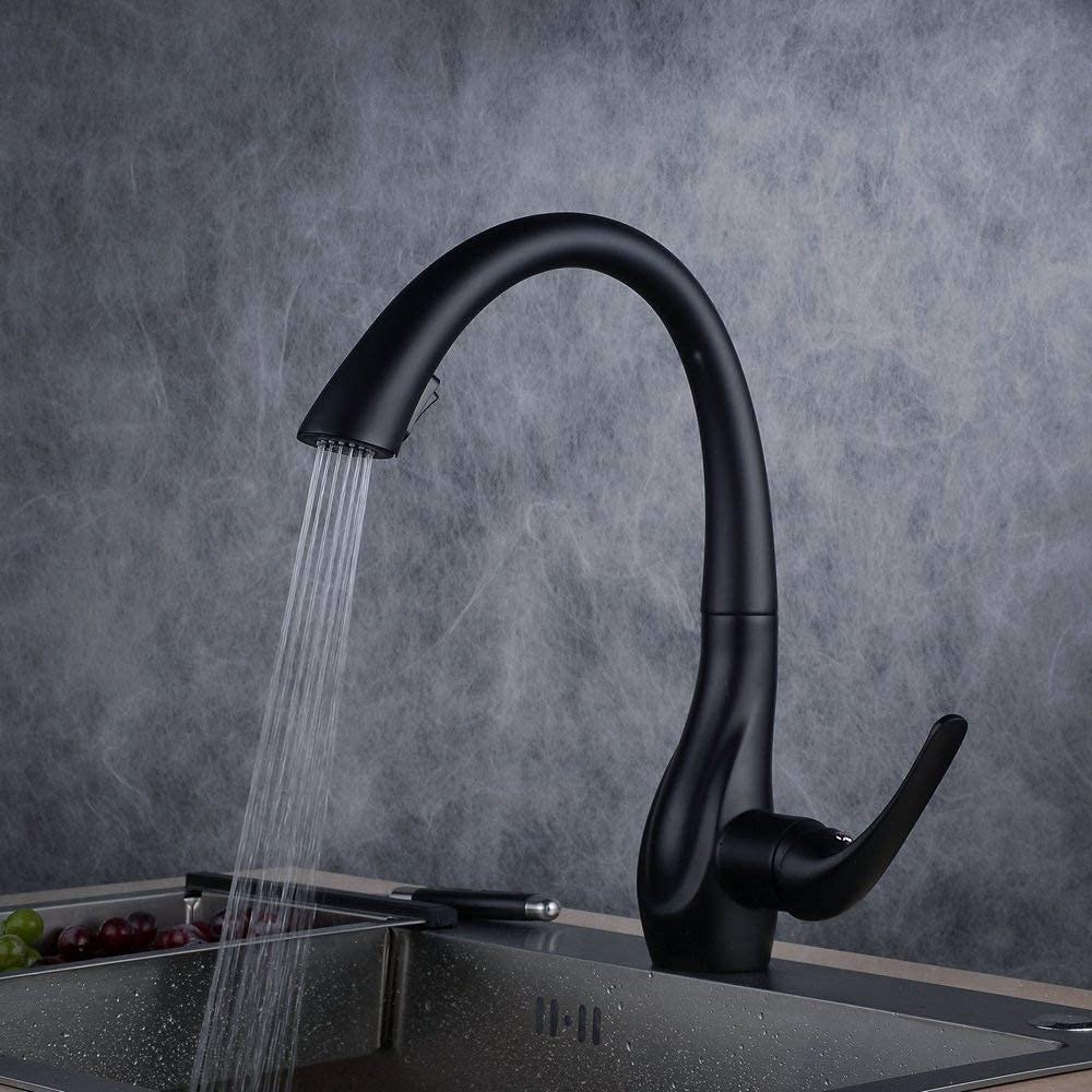 Rubinetti, Miscelatore Da Cucina Con spruzzatore Estraibile Classico Moderno, Miscelatore Monocomando Professionale Verniciatura Nero Spruzzatore Estraibile Rubinetti Da Cucina Comfortable anniversary