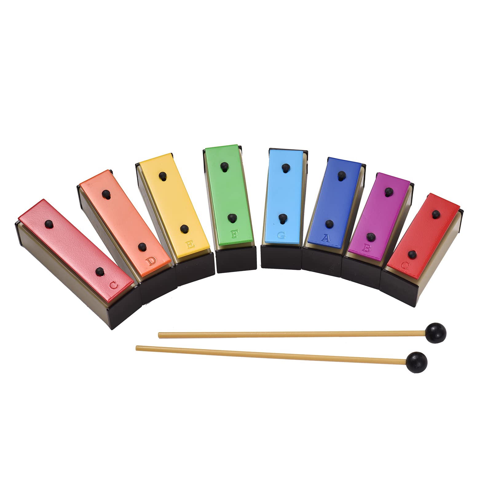 Xilofono colorato a 8 note Glockenspiel giocattolo musicale per bambini con piastre in acciaio metallico sicuro, base staccabile, custodia verde