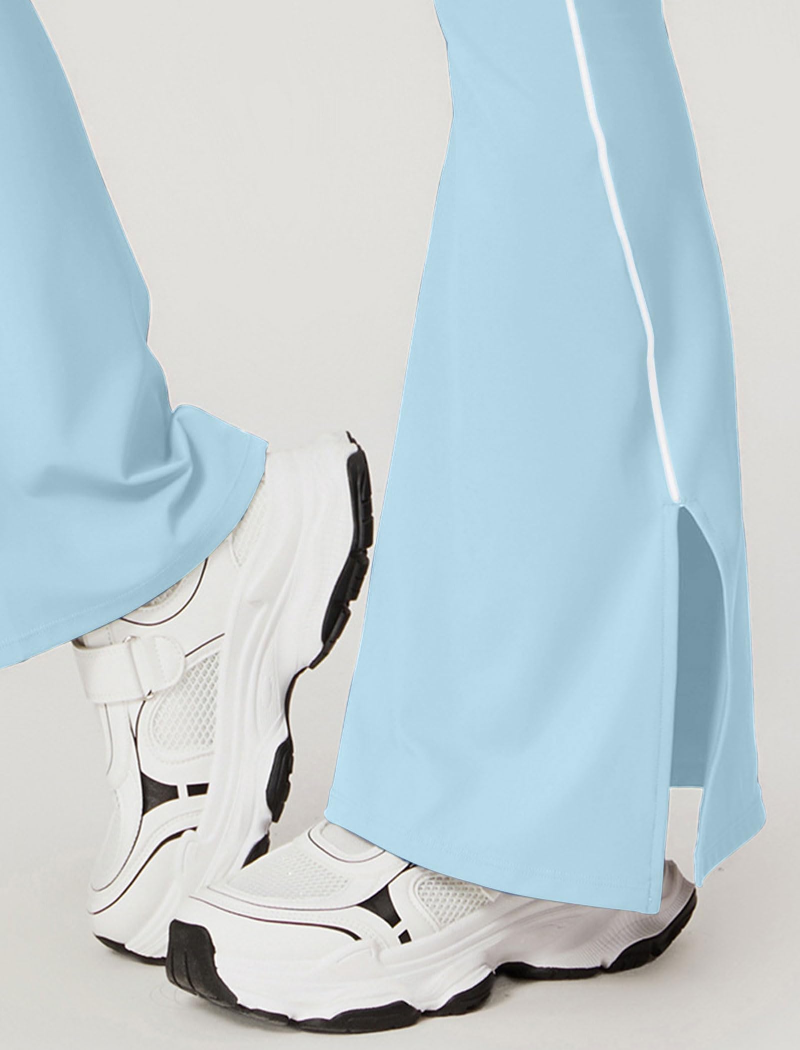 IDOPIP Set sportivo da donna in due pezzi: colore a contrasto, con reggiseno imbottito a compressione e pantaloni con spacco, per yoga, fitness, pilates, allenamento