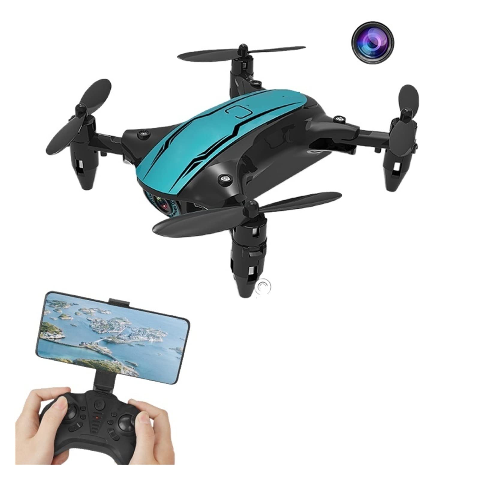Składany dron Quadcopter RC Mini Drone Kamera 4K HD Fotografia lotnicza WiFi FPV Wysokość Trzymaj Składane fajne zabawki Quadcopter (Kolor : 4K-3B-Rozmiar torby : 1) (4K)